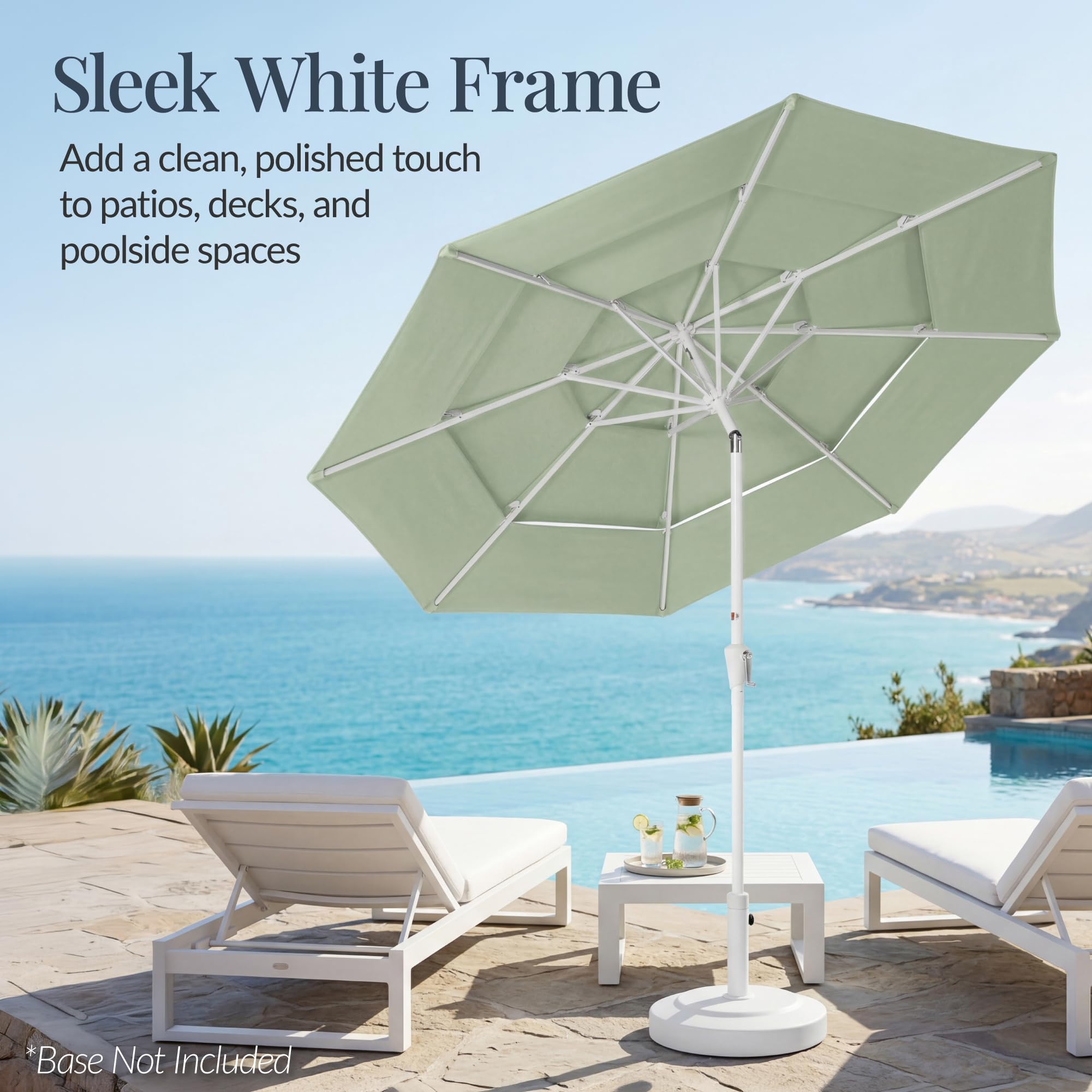 Best Choice Products 10ft 3-Tier Patio Umbrella White Pole, Outdoor Market Umbrella Steel Pole - Image 3