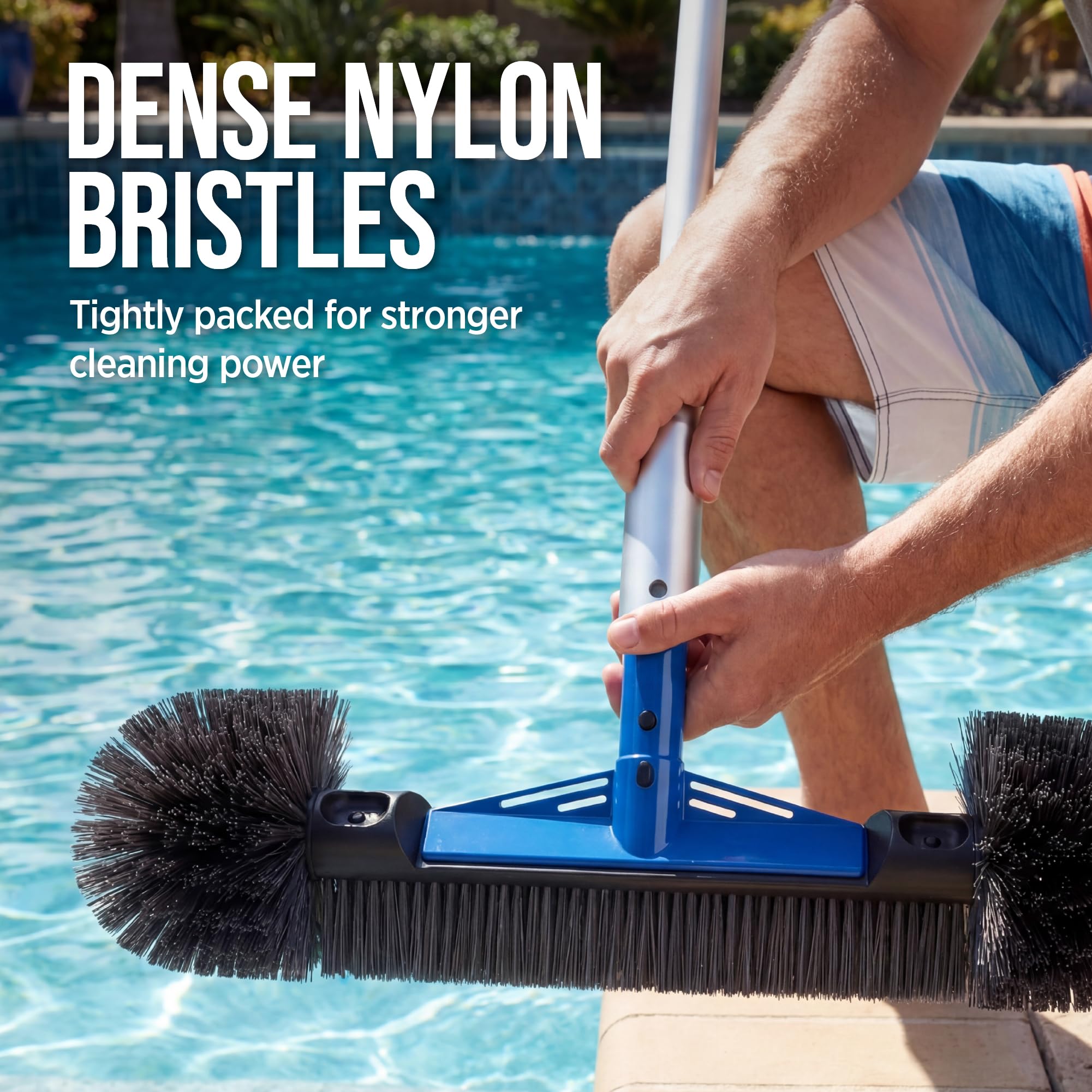 Best Choice Products 20" Pool Brush with 9 ft Aluminum Pole – Heavy-Duty Swimming Pool Wall & Floor Cleaning Set - Image 8