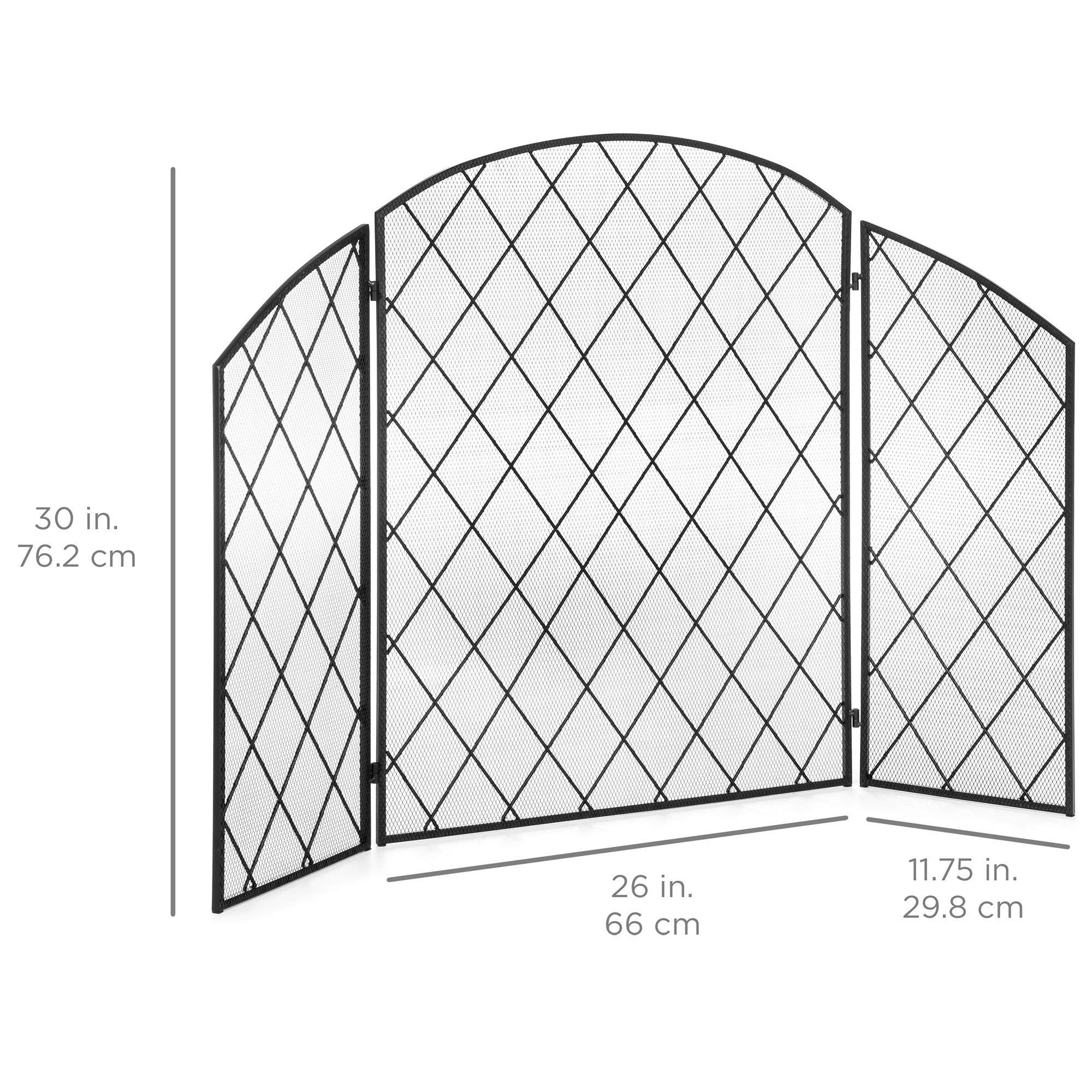 Best Choice Products 3-Panel 50x30in Wrought Iron Decorative Mesh Fireplace Screen Gate Protector, Fire Spark Guard for Indoor & Outdoor w/Folding Side Panels, Black - Image 7