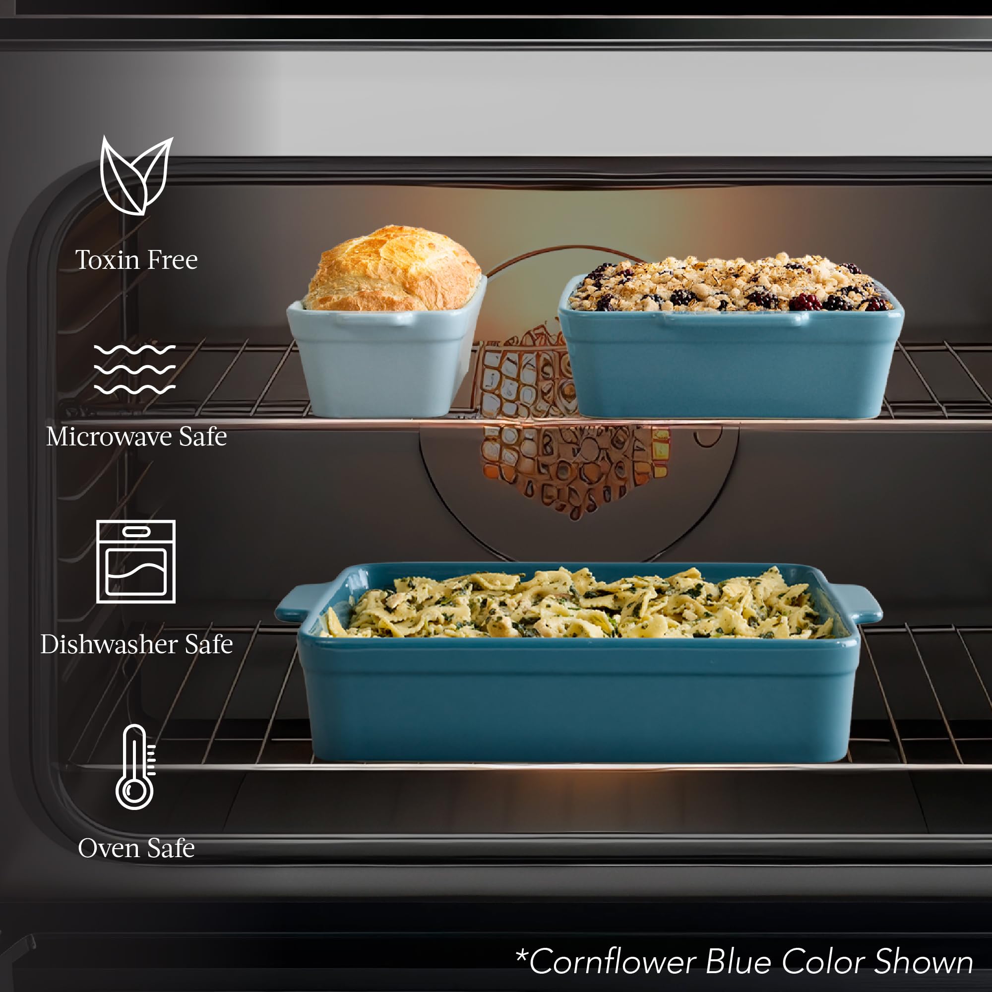 Best Choice Products 3-Piece Ceramic Bakeware Set, Stoneware Baking Dishes, Porcelain Casserole Bakeware Dishes, Serving Dishes - 9x12 Casserole, Loaf Pan, 8x8 Baking Dish - Sage Green - Image 5