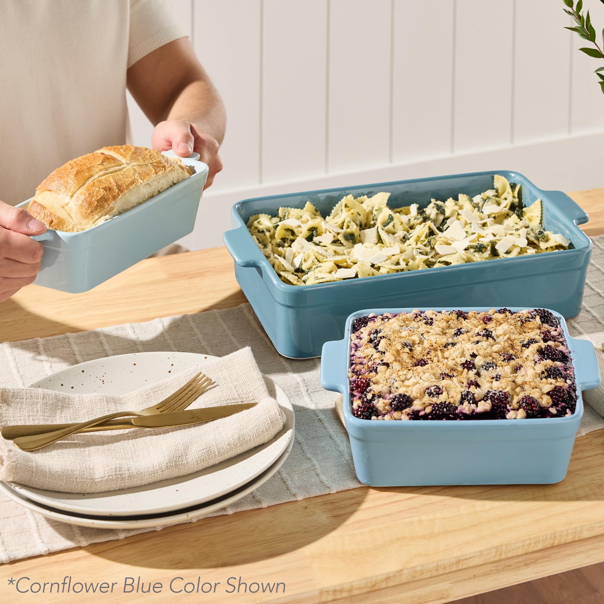 Best Choice Products 3-Piece Ceramic Bakeware Set, Stoneware Baking Dishes, Porcelain Casserole Bakeware Dishes, Serving Dishes - 9x12 Casserole, Loaf Pan, 8x8 Baking Dish - Sage Green - Image 6