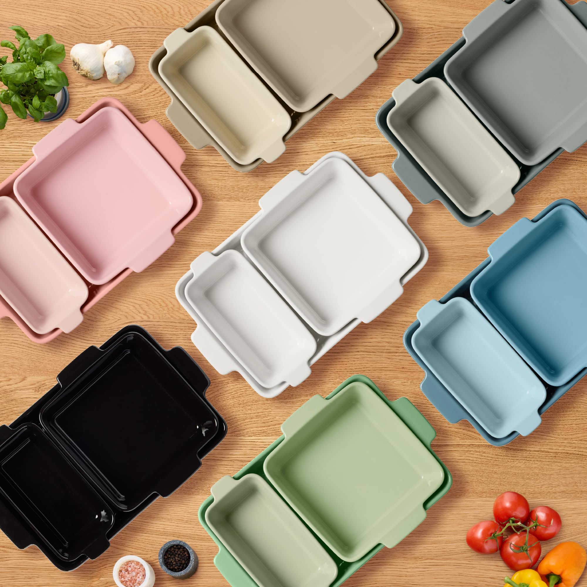 Best Choice Products 3-Piece Ceramic Bakeware Set, Stoneware Baking Dishes, Porcelain Casserole Bakeware Dishes, Serving Dishes - 9x12 Casserole, Loaf Pan, 8x8 Baking Dish - Sage Green - Image 7
