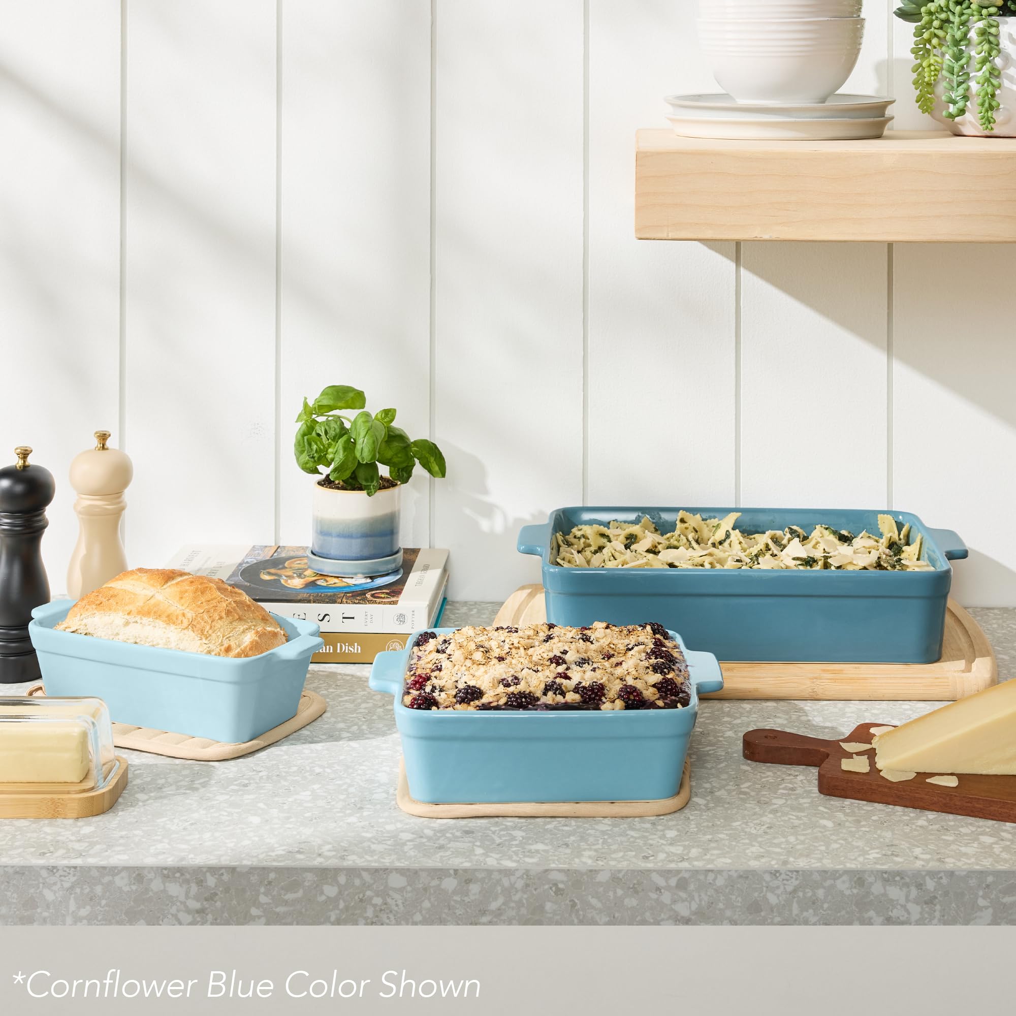 Best Choice Products 3-Piece Ceramic Bakeware Set, Stoneware Baking Dishes, Porcelain Casserole Bakeware Dishes, Serving Dishes - 9x12 Casserole, Loaf Pan, 8x8 Baking Dish - Sage Green - Image 8