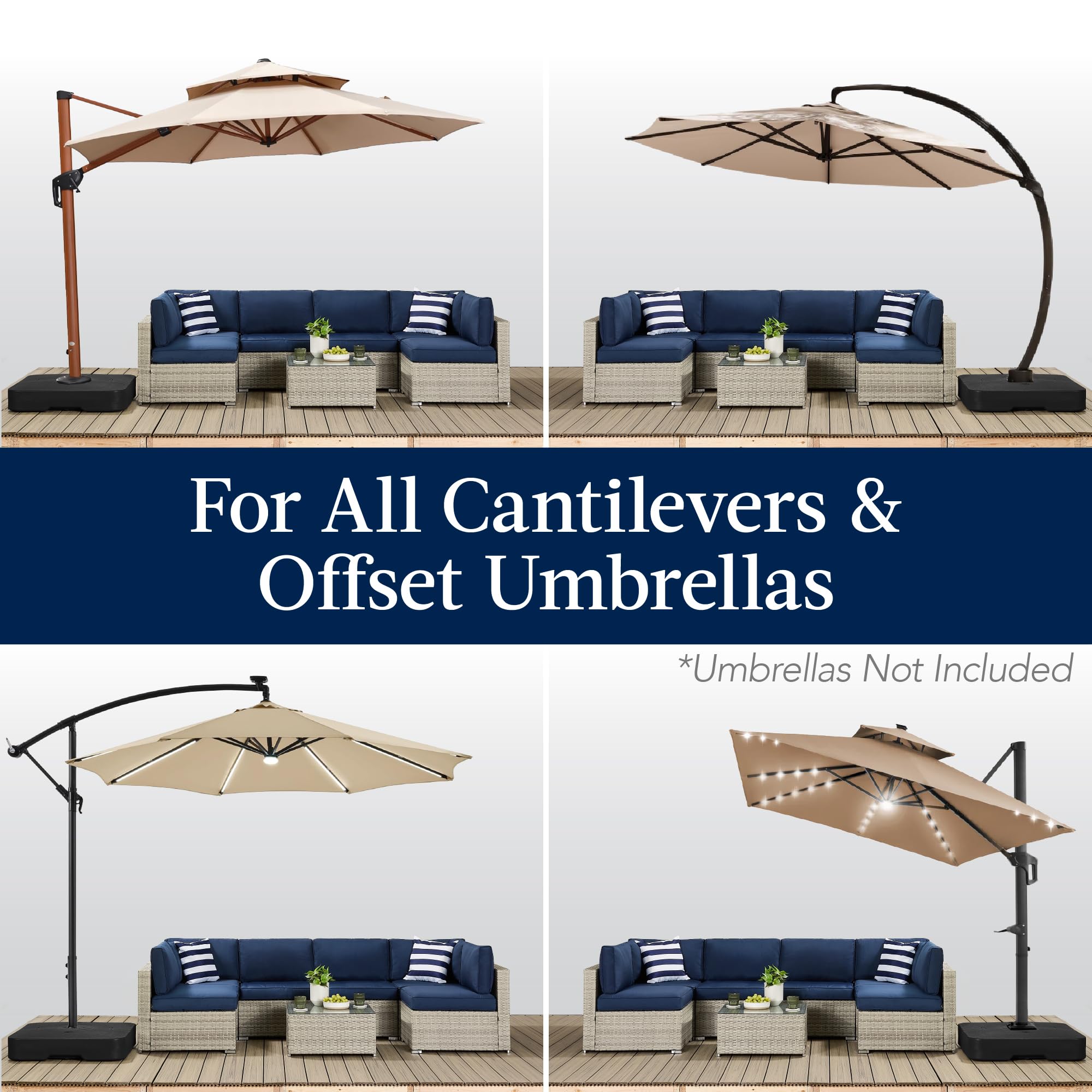 Best Choice Products 330lb Cantilever Offset Patio Umbrella Base, Heavy-Duty Outdoor Stand, Sand Water Fillable Weights Set w/Easy-Fill Spouts – Black - Image 4