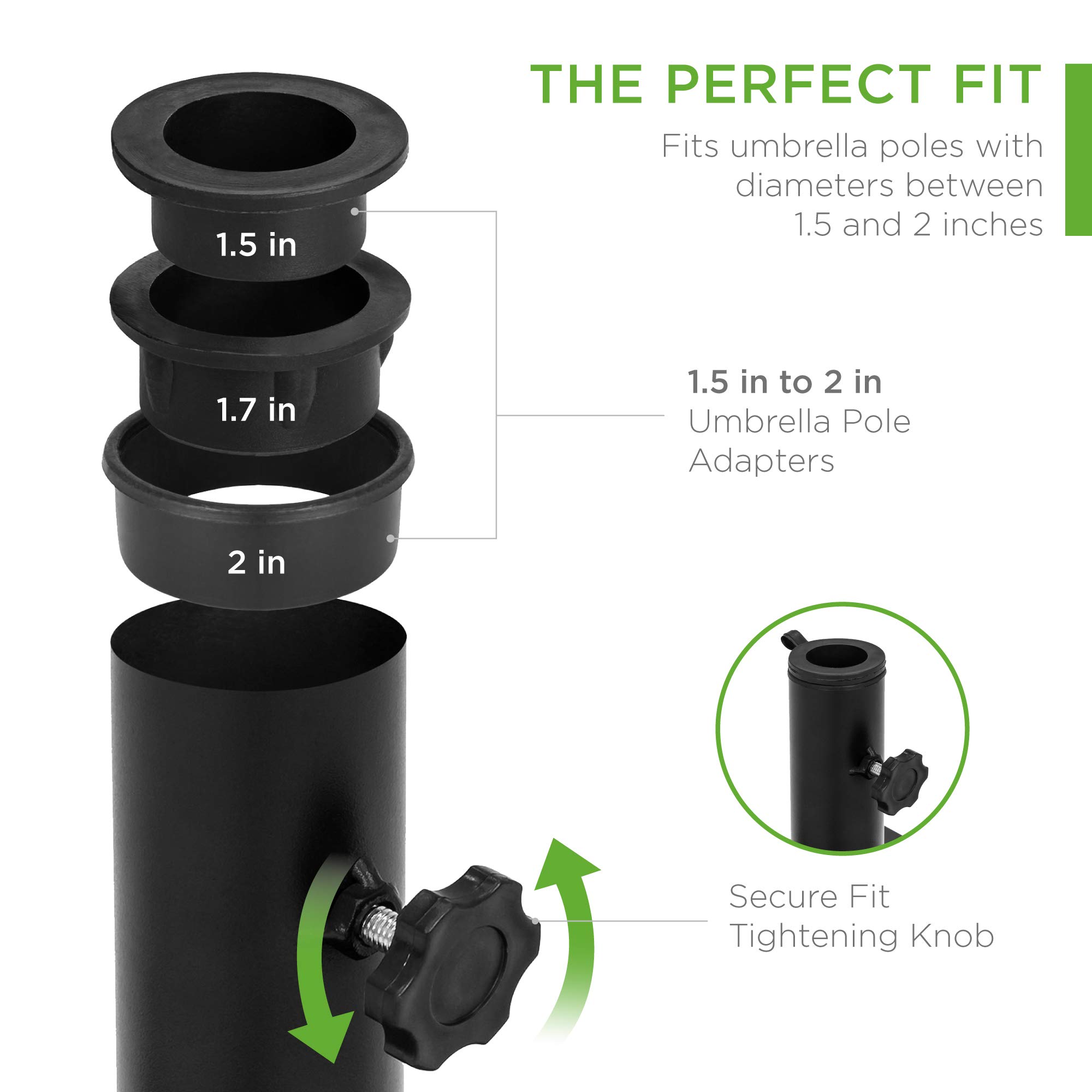 Best Choice Products 38.5lb Steel Umbrella Base, Square Weighted Patio Stand for Outdoor, Backyard, Market Umbrellas, Sun Shade w/Tightening Knob and Anchor Holes - Black - Image 3