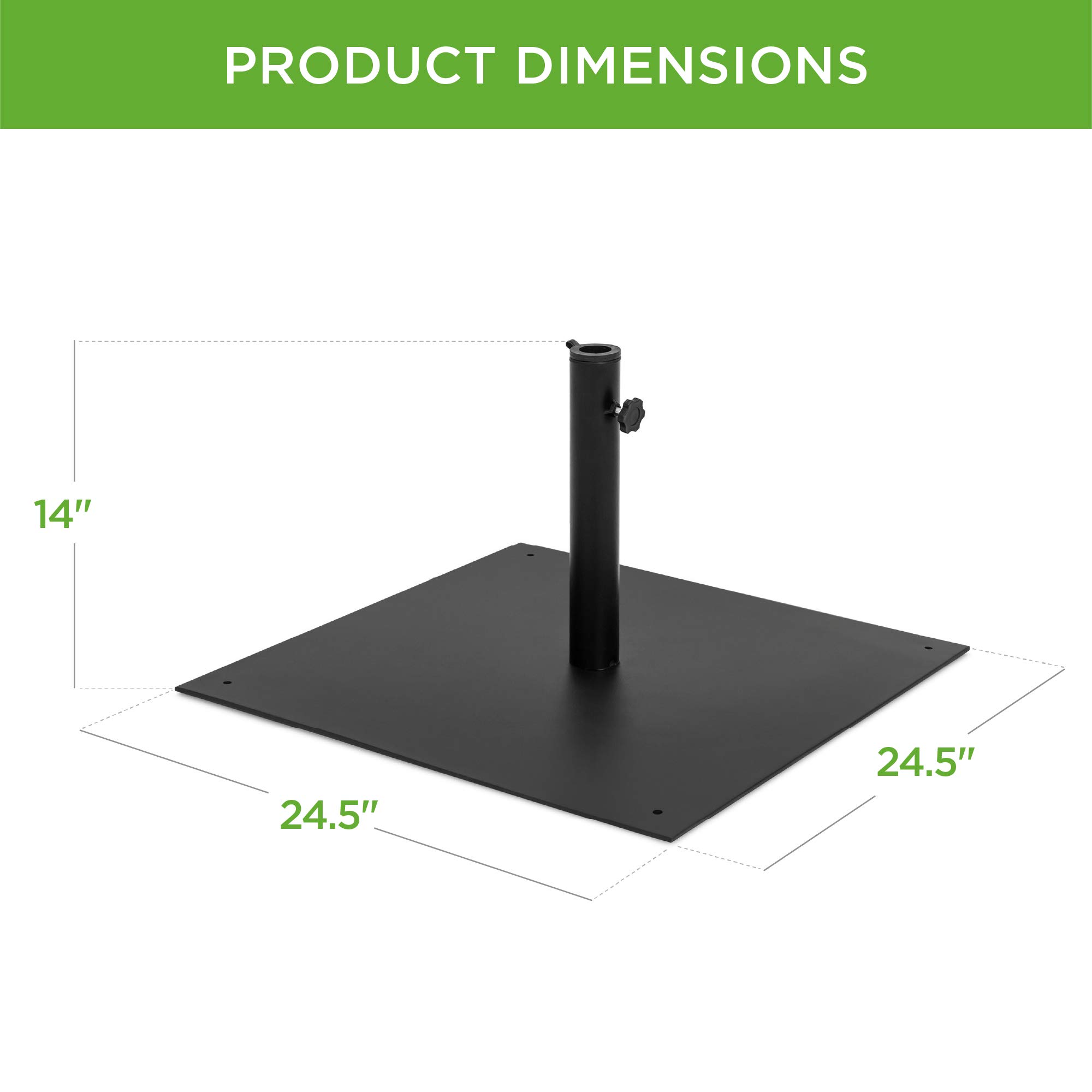 Best Choice Products 38.5lb Steel Umbrella Base, Square Weighted Patio Stand for Outdoor, Backyard, Market Umbrellas, Sun Shade w/Tightening Knob and Anchor Holes - Black - Image 6