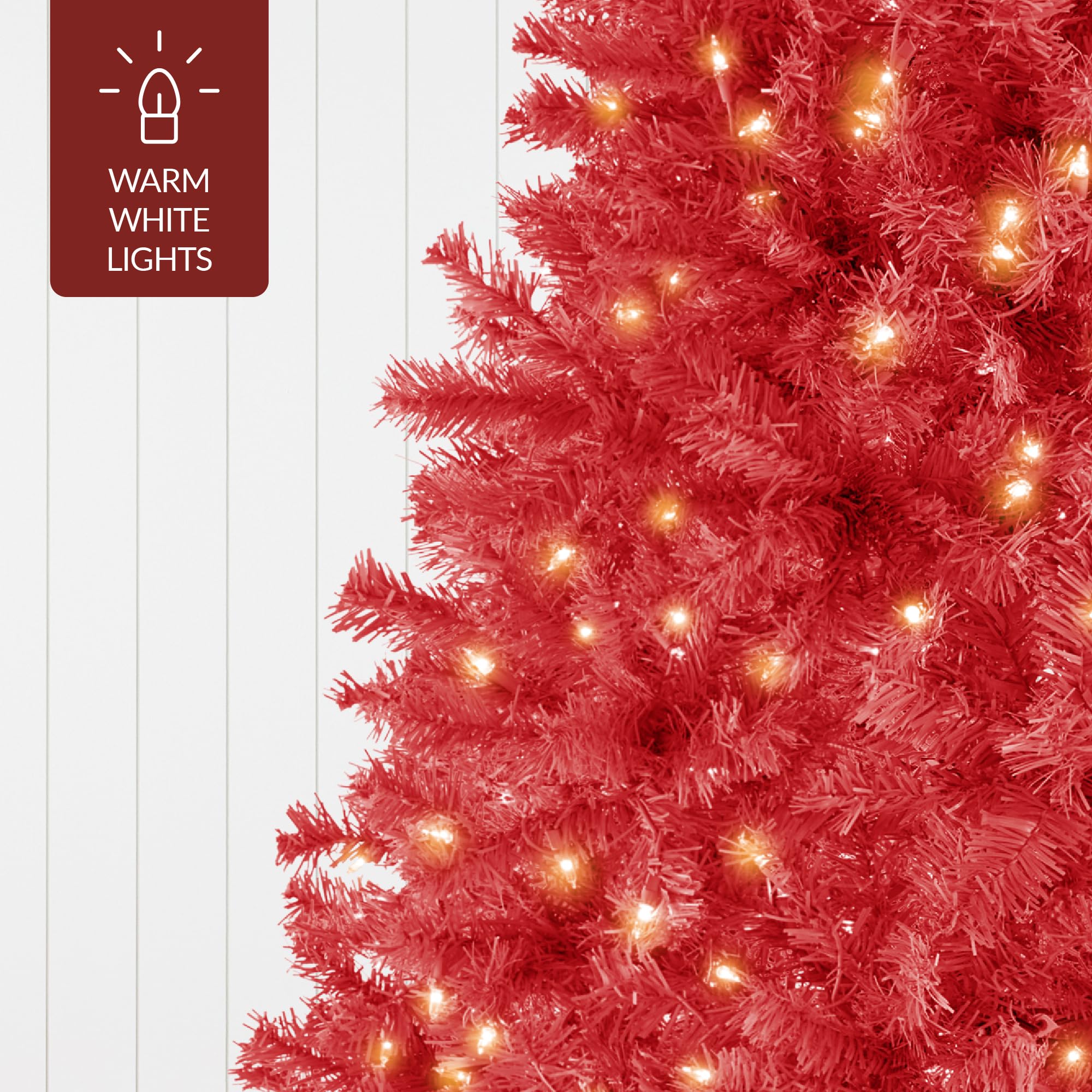 Best Choice Products 7.5ft Pre-Lit Red Christmas Tree, Full Artificial Holiday Decoration w/ 1,350 Branch Tips, 550 Lights, Foldable Base - Image 8