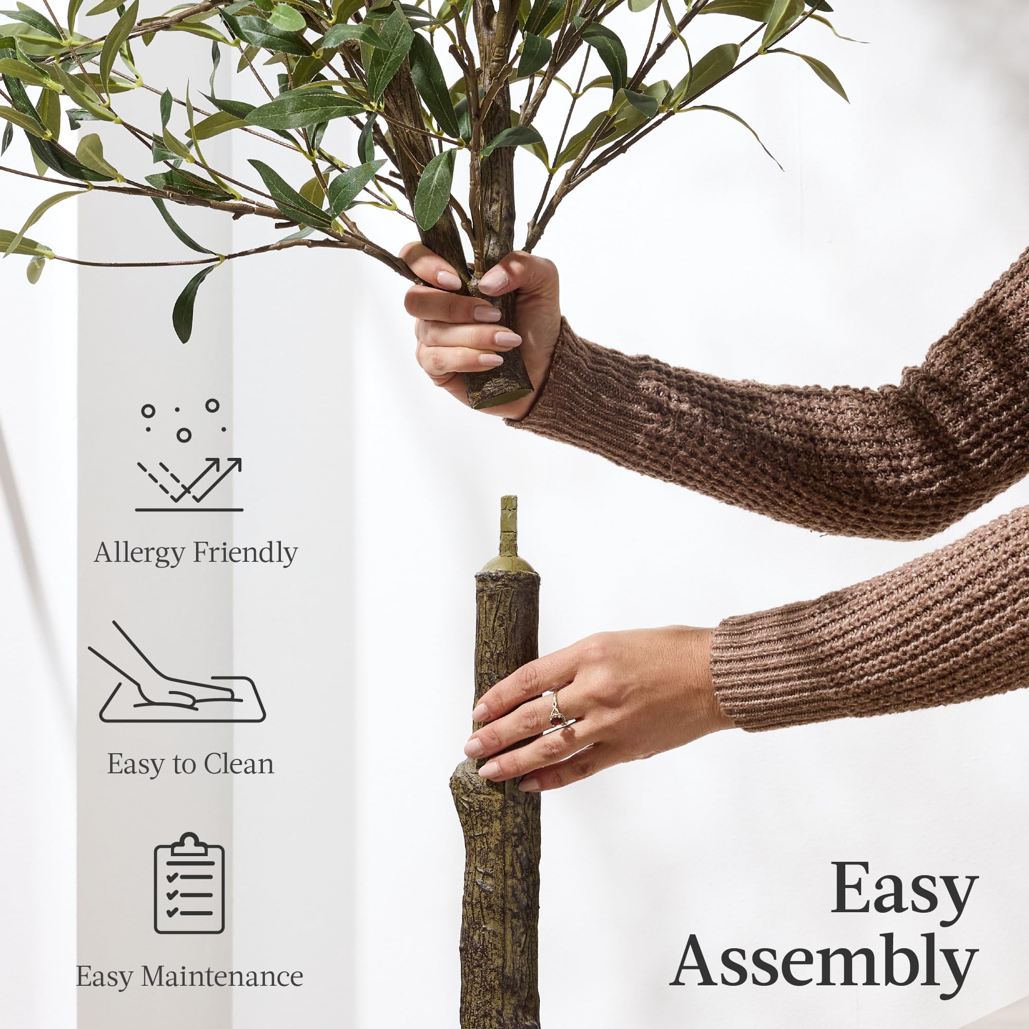 Best Choice Products 5Ft Artificial Olive Tree, Lifelike Faux Tree w/Planter Pot, Indoor Home Office Accent Decor Realistic Trunk, Fruit, Fake Plant - Image 8