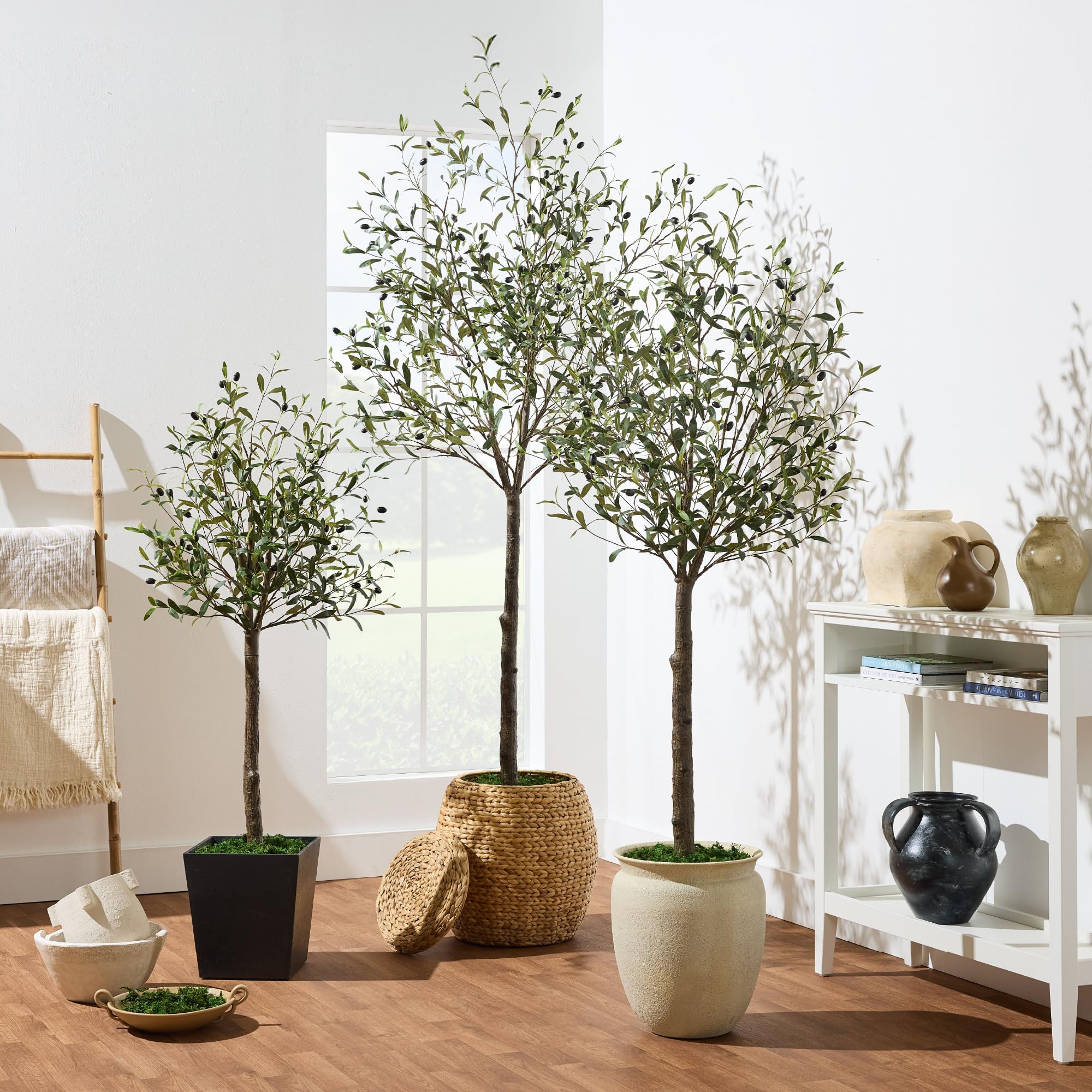 Best Choice Products 5Ft Artificial Olive Tree, Lifelike Faux Tree w/Planter Pot, Indoor Home Office Accent Decor Realistic Trunk, Fruit, Fake Plant - Image 9
