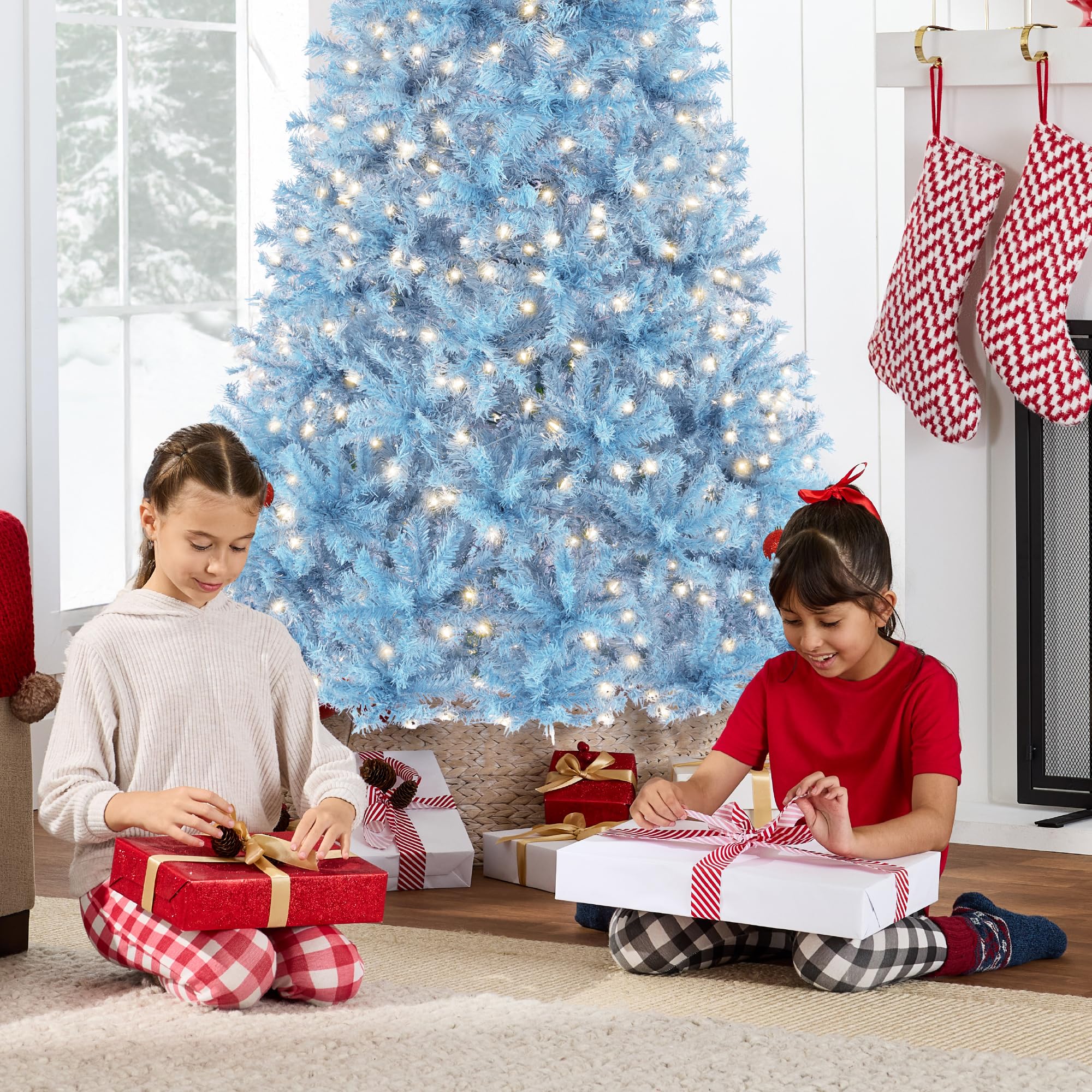 Best Choice Products 6ft Pre-Lit Baby Blue Christmas Tree, Full Artificial Holiday Decoration w/ 947 Branch Tips, 250 Lights, Foldable Base - Image 5