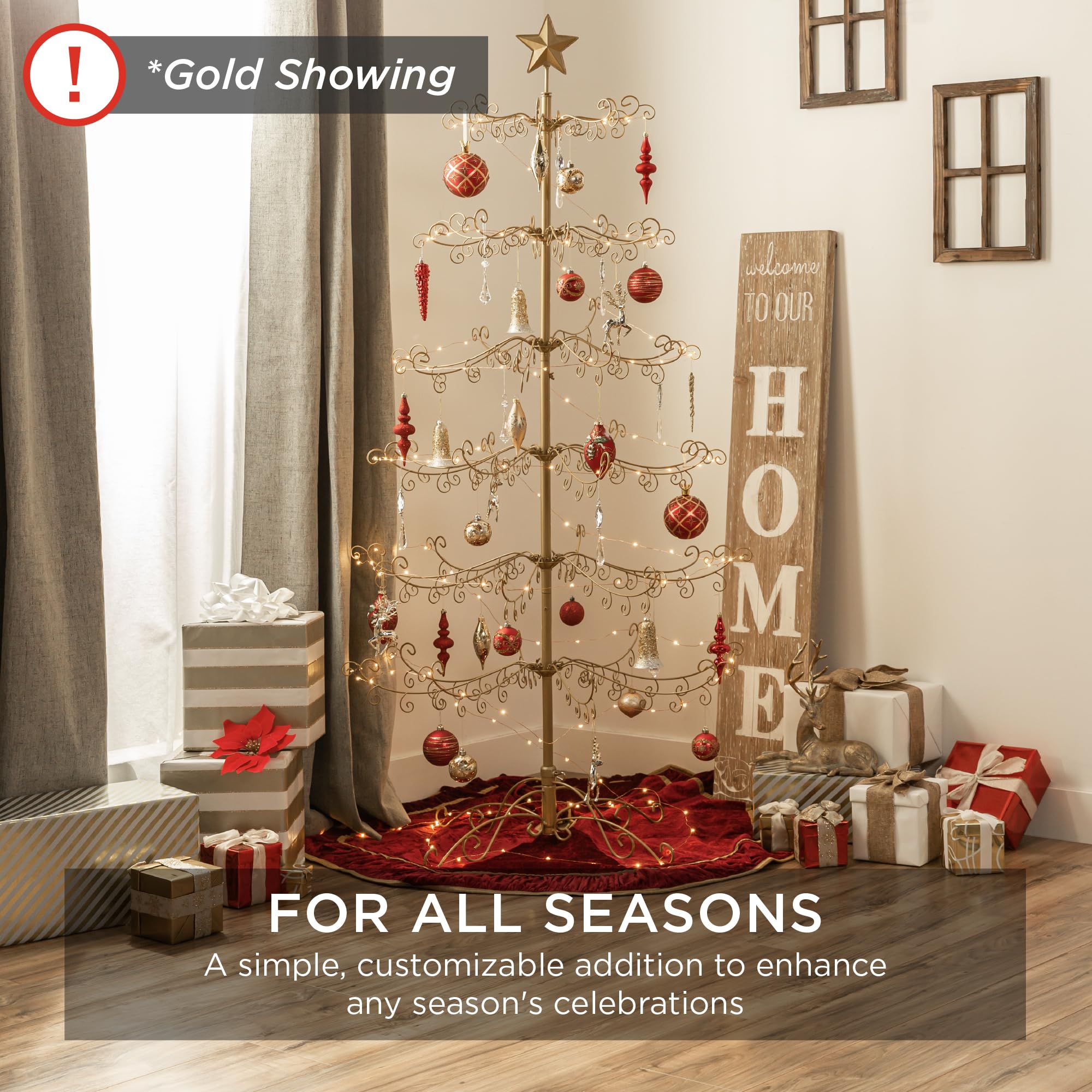 Best Choice Products 6ft Wrought Iron Ornament Display Christmas Tree w/Easy Assembly and Stand - Black - Image 3