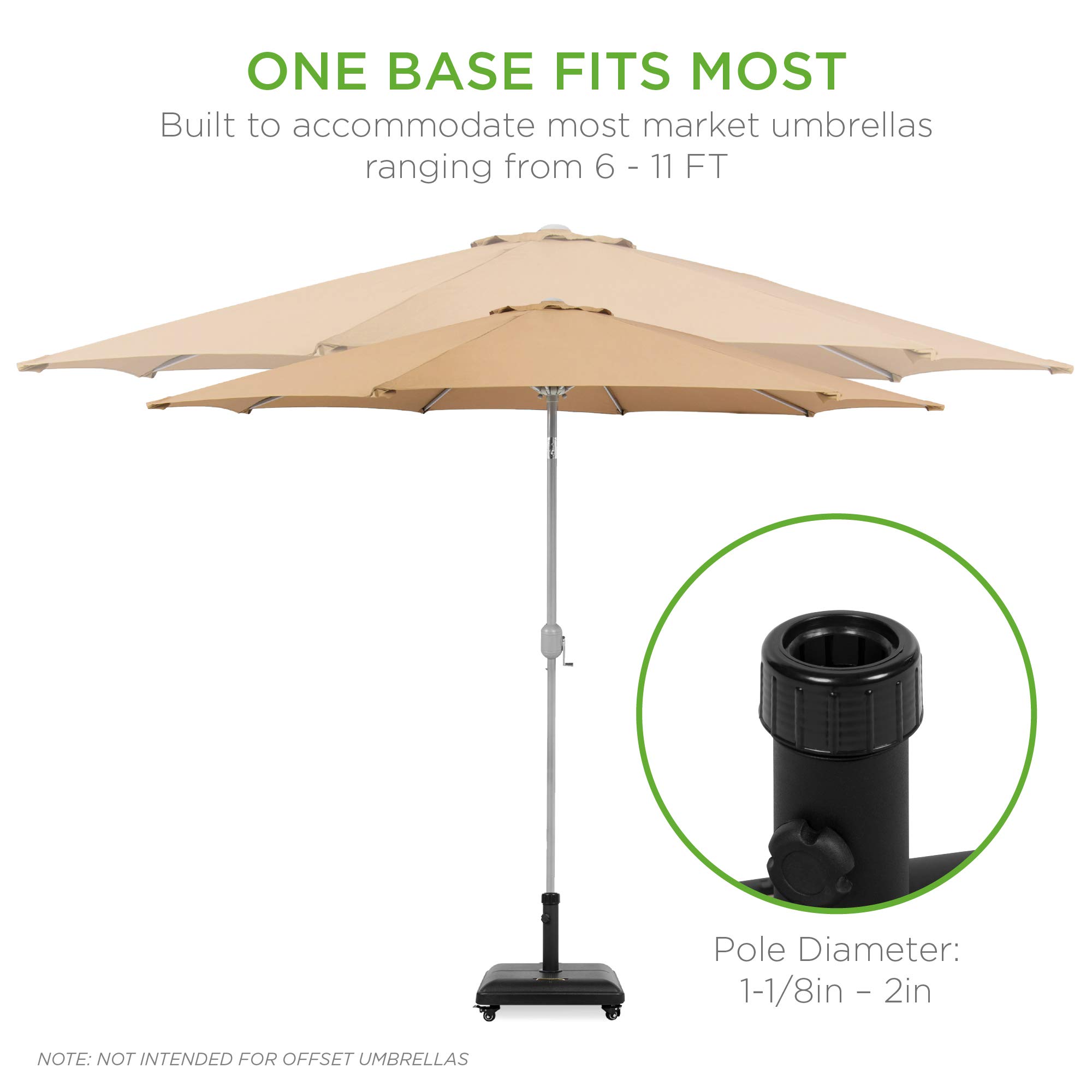 Best Choice Products 81-Pound Heavy Duty Square Concrete Rolling Outdoor Patio Umbrella Base Stand w/Locking Wheels, Handles - Image 4