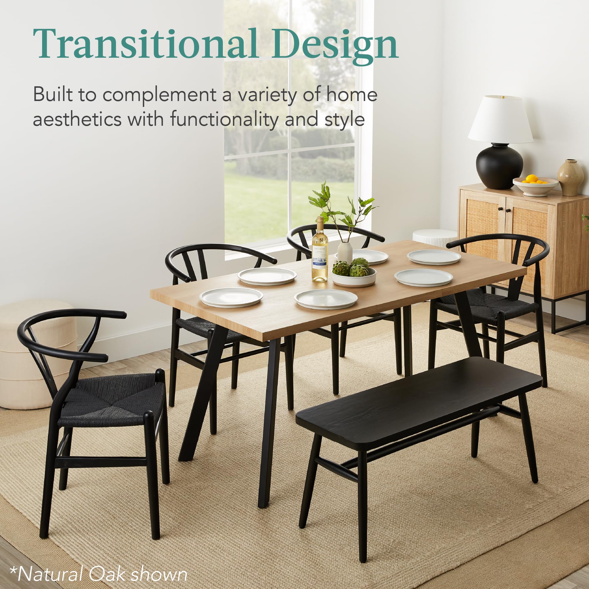 Best Choice Products Extendable Dining Table 47 to 63in Modern Large Expanding Kitchen Table up to 6 People w/Leaf Extension, 2 Locks, 132lb Capacity - Brown - Image 5