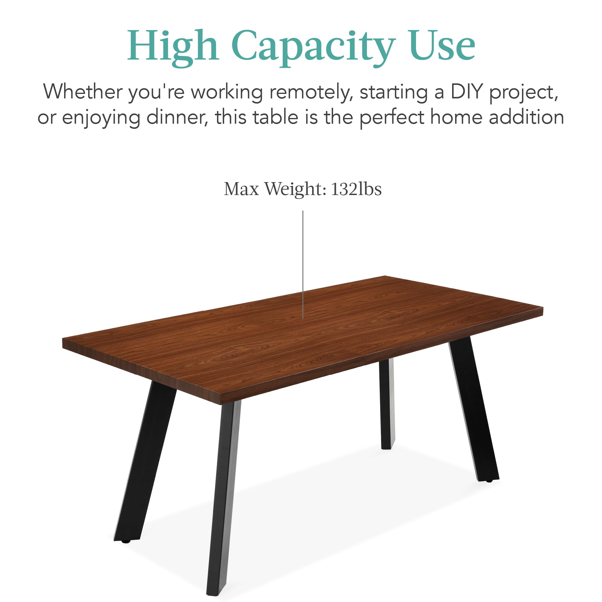 Best Choice Products Extendable Dining Table 47 to 63in Modern Large Expanding Kitchen Table up to 6 People w/Leaf Extension, 2 Locks, 132lb Capacity - Brown - Image 7