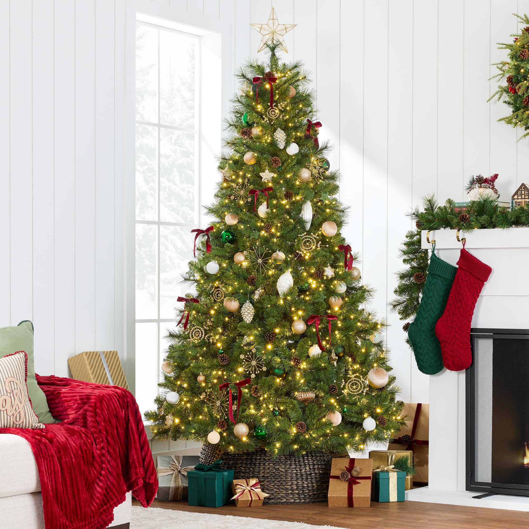 Best Choice Products Full Scotch Pine Christmas Tree, 9ft Pre-Lit Holiday Decor w/ 2,000 Twinkling Micro LED Lights, 2-in-1 White & Multicolor - Image 6