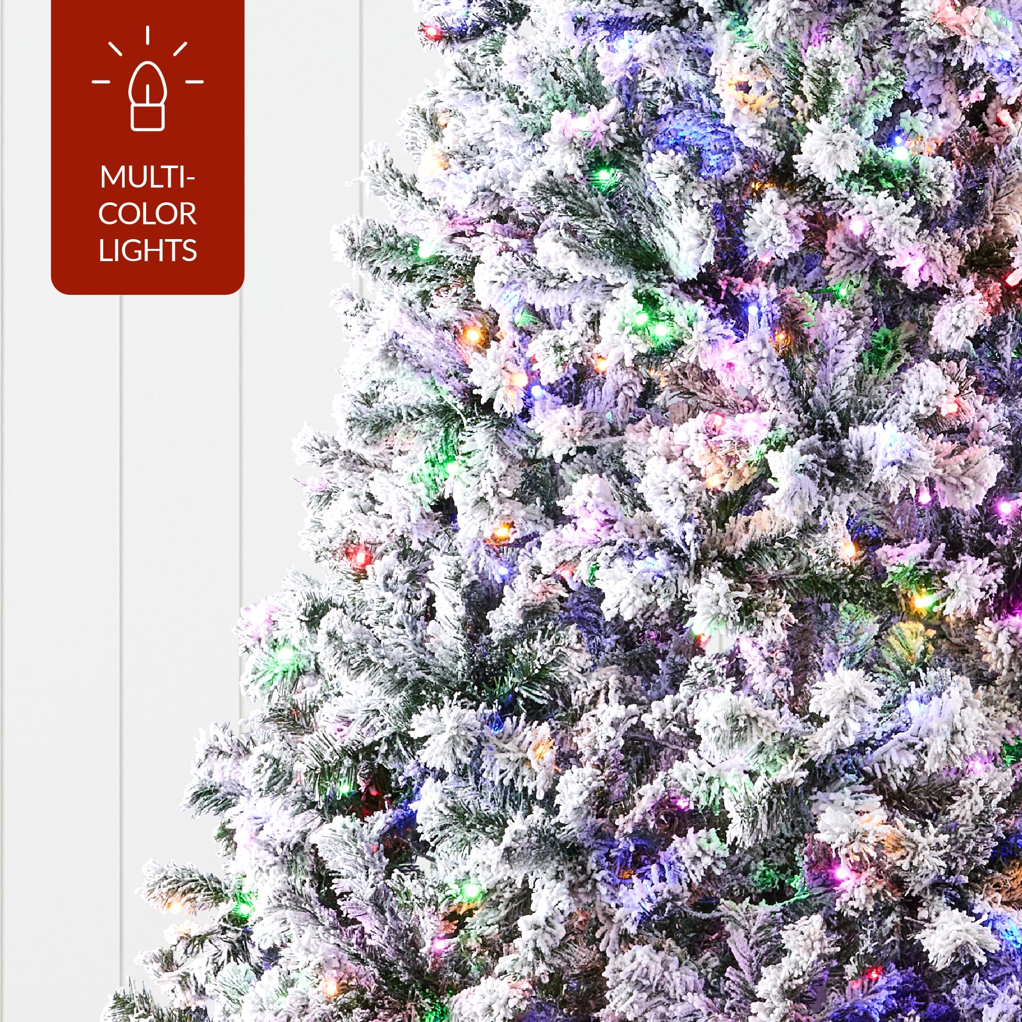 Best Choice Products Pre-Lit Artificial Christmas Tree 12ft Snow Flocked Pine Tree, 2-in-1 White and Multicolor LED Lights, Full Snowy Appearance - Image 7