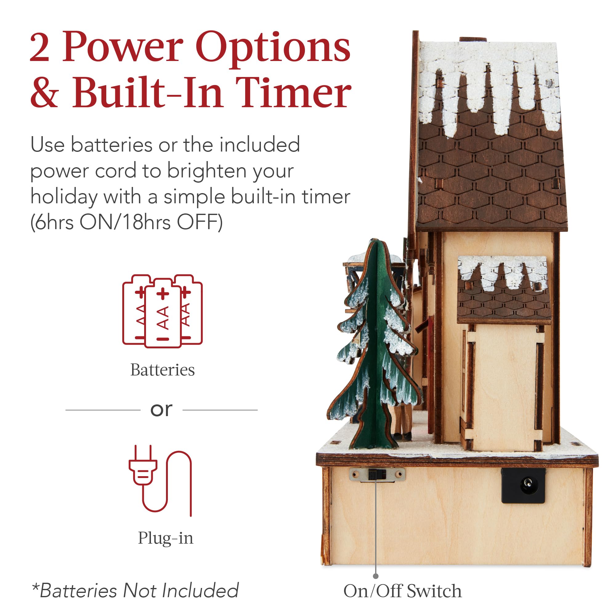 Best Choice Products Pre-Lit Wooden Christmas Village, Winter Mantel Decor, Traditional Holiday Decoration for Home, Living Room, Entryway w/LED Lights, Plug-in/Battery-Powered w/Timer - Image 4