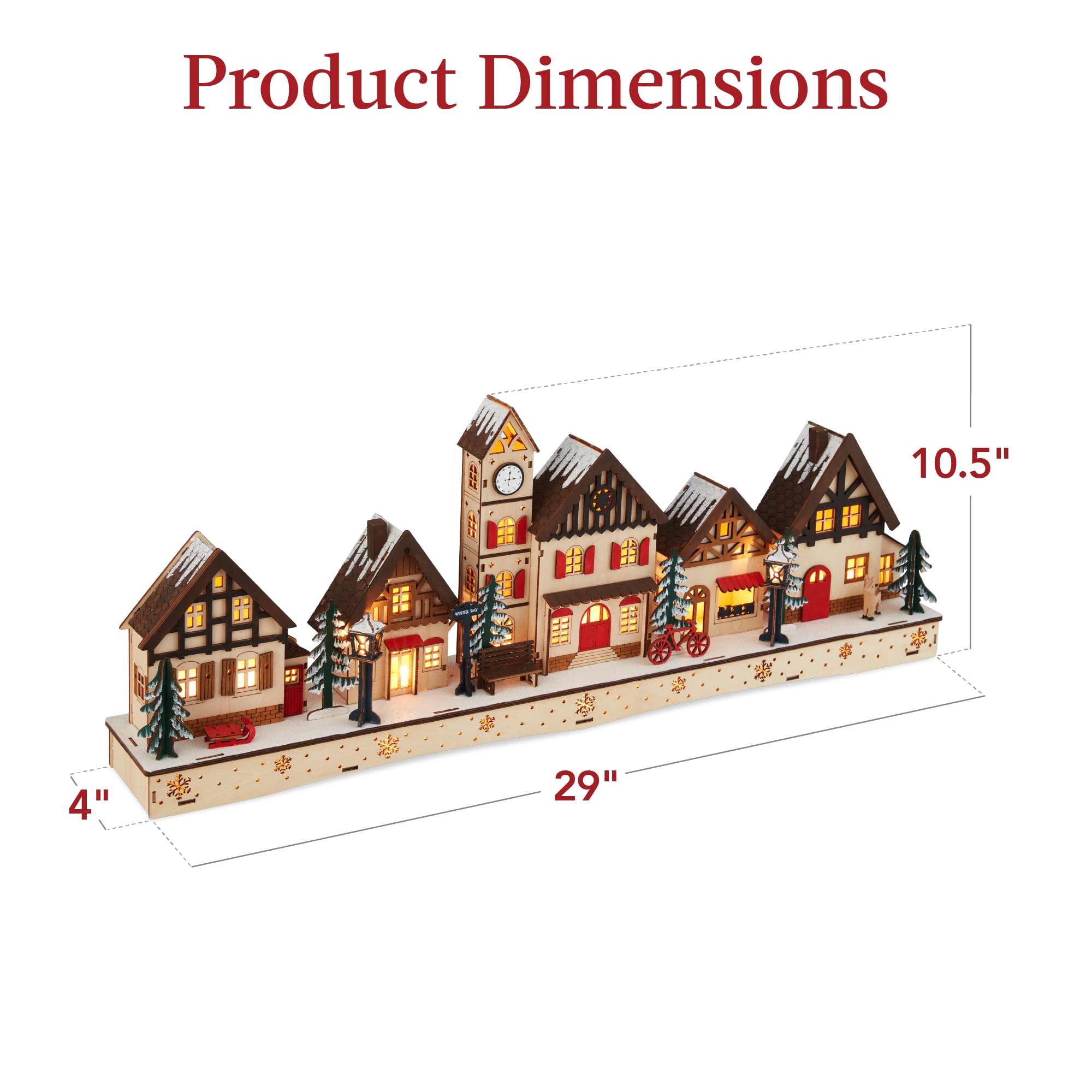 Best Choice Products Pre-Lit Wooden Christmas Village, Winter Mantel Decor, Traditional Holiday Decoration for Home, Living Room, Entryway w/LED Lights, Plug-in/Battery-Powered w/Timer - Image 7