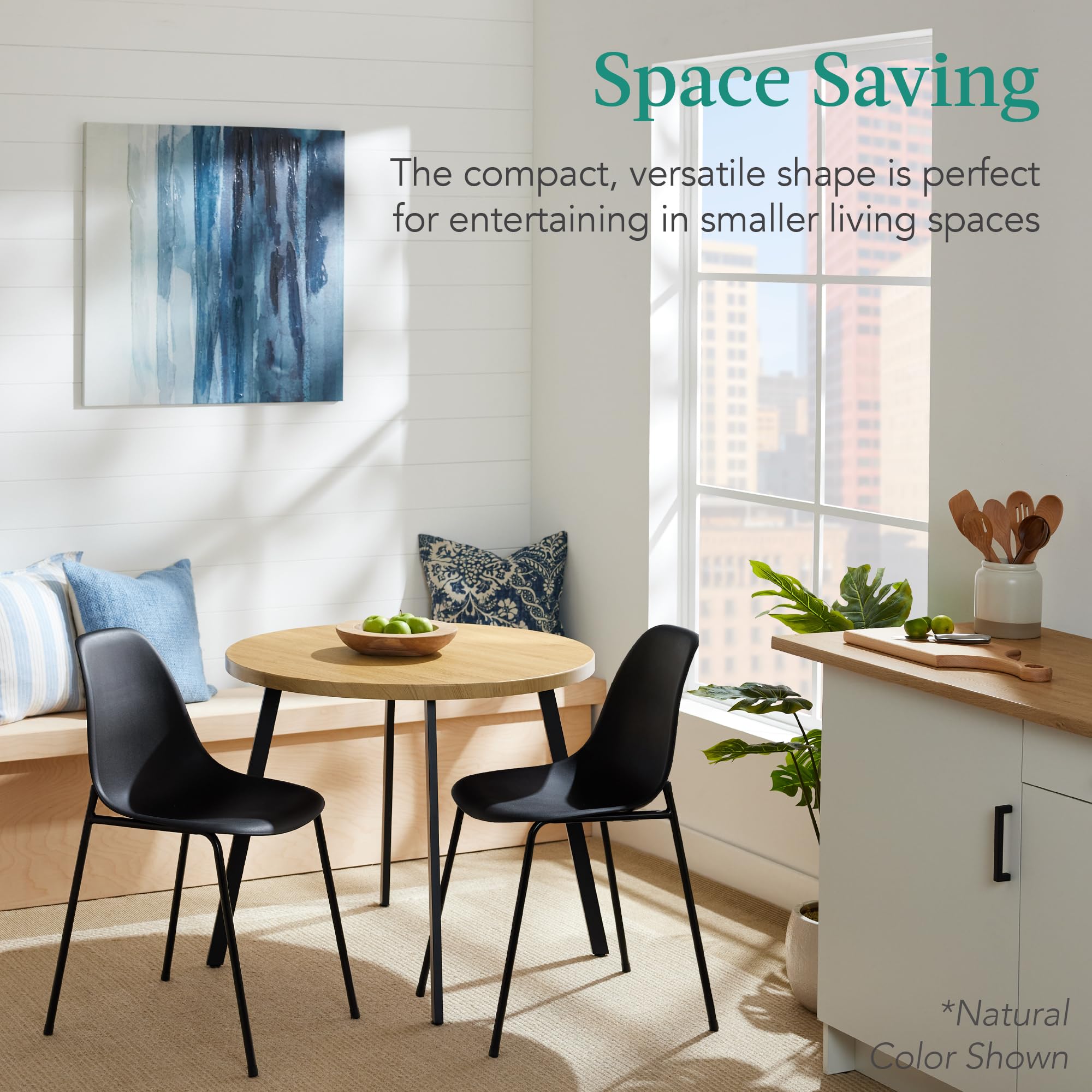 Best Choice Products Round Mid-Century Modern 35.5in Dining Table, Space-Saving Dinette for Home, Kitchen, Apartment w/Steel Legs - Dark Brown - Image 5